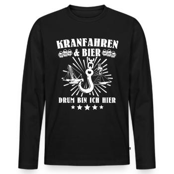 Kranführer Kran Kranfahrer - Männer Premium Bio Langarmshirt - Schwarz - Vorne - Nico (187cm)