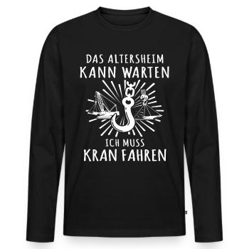 Kranführer Kran Kranfahrer - Männer Premium Bio Langarmshirt - Schwarz - Vorne - Nico (187cm)