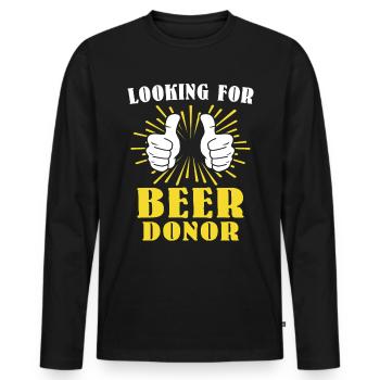 Bier Sponsor Trinksprüche Biertrinker - Männer Premium Bio Langarmshirt - Schwarz - Vorne - Nico (187cm)