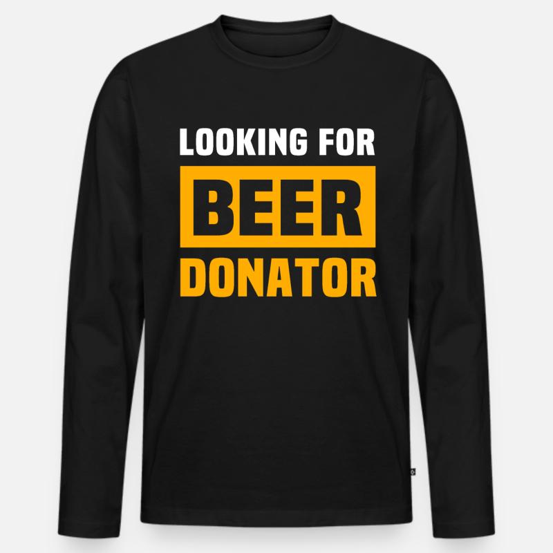 Bier Sprüche Trinksprüche Bierliebhaber - Männer Premium Bio Langarmshirt - Schwarz