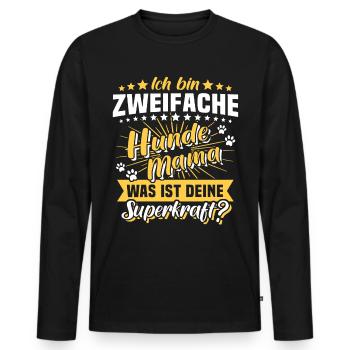 Zweifache Hundemama Hund Mama - Männer Premium Bio Langarmshirt - Schwarz - Vorne - Nico (187cm)