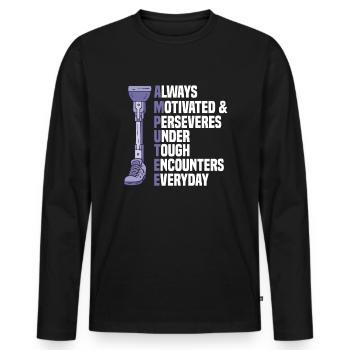 Beinamputierte Amputationsunterstützung - Männer Premium Bio Langarmshirt - Schwarz - Vorne - Nico (187cm)