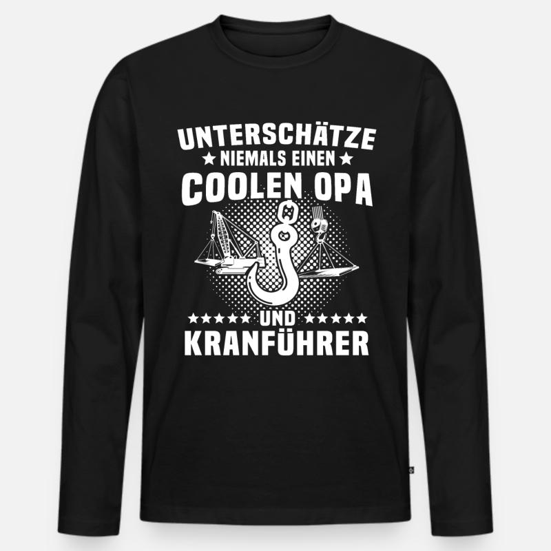 Kranführer Opa Kranfahrer - Männer Premium Bio Langarmshirt - Schwarz