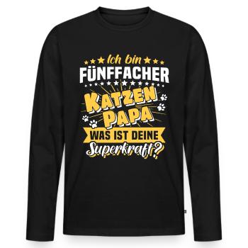 Fünffacher Katzenpapa Katze Papa - Männer Premium Bio Langarmshirt - Schwarz - Vorne - Nico (187cm)