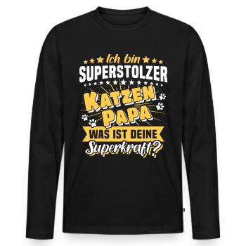 Katzenpapa Katze Papa - Männer Premium Bio Langarmshirt - Schwarz - Vorne - Nico (187cm)