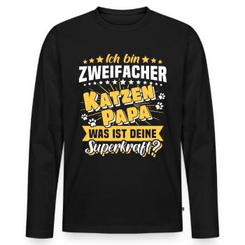 Zweifacher Katzenpapa Katze Papa - Männer Premium Bio Langarmshirt - Schwarz - Vorne - Nico (187cm)