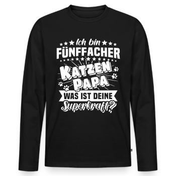 Katze Papa Katzenpapa fünffach - Männer Premium Bio Langarmshirt - Schwarz - Vorne - Nico (187cm)