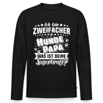 Hund Papa Hundepapa zweifach - Männer Premium Bio Langarmshirt - Schwarz - Vorne - Nico (187cm)