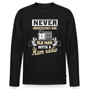 Der alte Mann mit dem Radio - Männer Premium Bio Langarmshirt - Schwarz - Vorne - Nico (187cm)