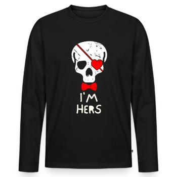 Je suis ton cadeau pour le cache-œil de crâne d’homme - T-shirt manches longues Premium bio Homme - noir - Devant - Nico (187cm)