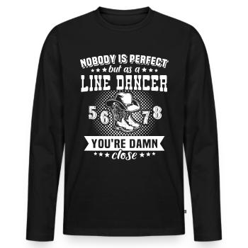 Line Dancing Line Dance - Männer Premium Bio Langarmshirt - Schwarz - Vorne - Nico (187cm)