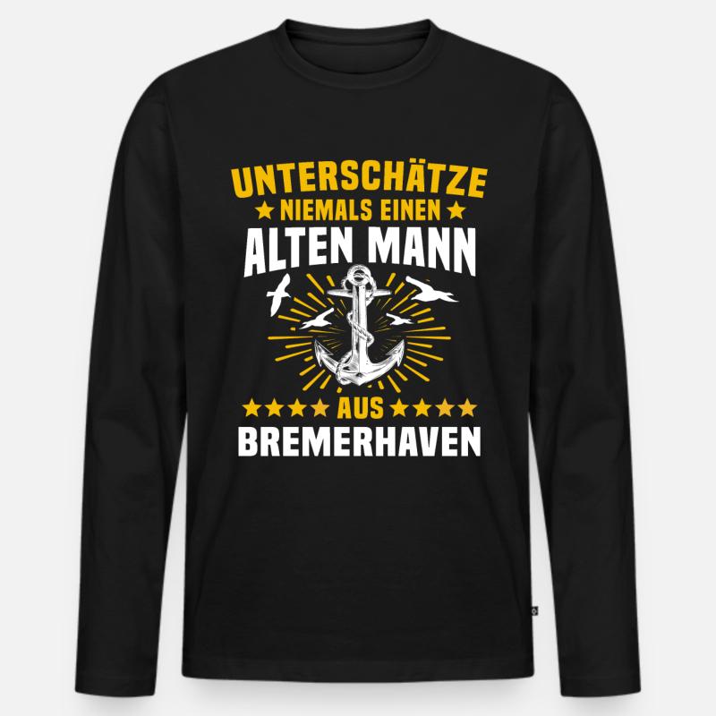 Bremerhaven Mann Bremerhavener Männer - Männer Premium Bio Langarmshirt - Schwarz