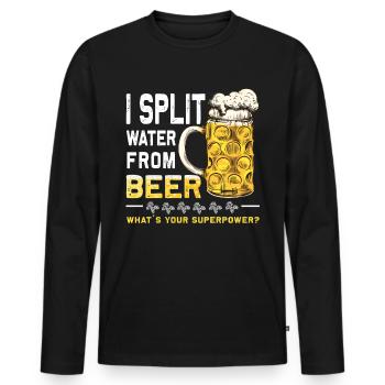 Lustiges Geteiltes Wasser Aus Bier - Männer Premium Bio Langarmshirt - Schwarz - Vorne - Nico (187cm)
