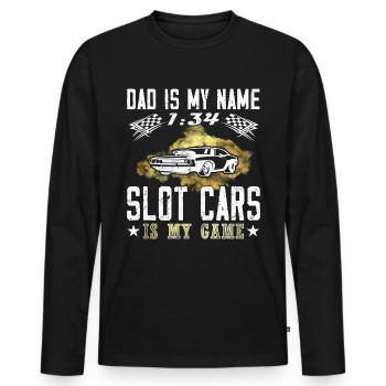 Slot Car is my game - Papa Modellauto - Men's Premium Organic Long Sleeve Shirt - black - Front - Nico (187cm)