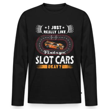 Vintage Slot Car Racing - Modélisme - T-shirt manches longues Premium bio Homme - noir - Devant - Nico (187cm)