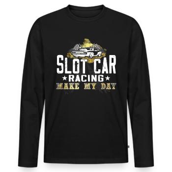 Slot Car Racing fait ma journée - T-shirt manches longues Premium bio Homme - noir - Devant - Nico (187cm)