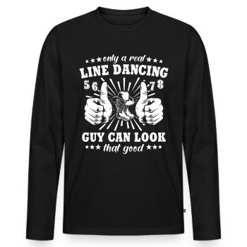 Line Dancing Guy Line Dance - Men's Premium Organic Long Sleeve Shirt - black - Front - Nico (187cm)