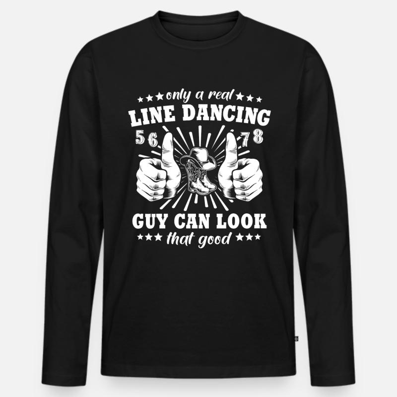 Line Dancing Guy Line Dance - Männer Premium Bio Langarmshirt - Schwarz
