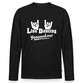 Line Dancing Line Dance - Männer Premium Bio Langarmshirt - Schwarz - Vorne - Nico (187cm)