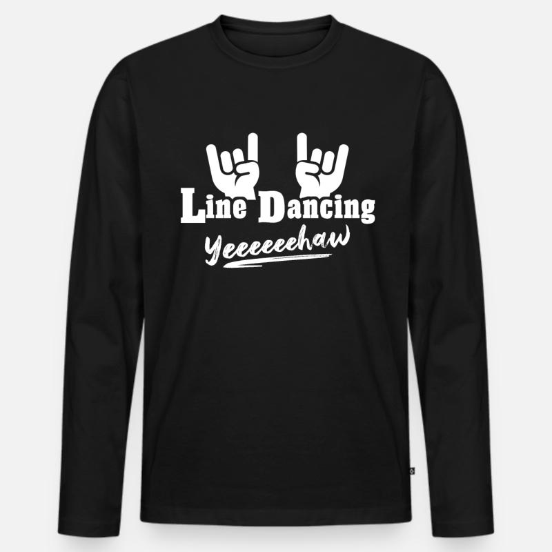 Line Dancing Line Dance - Männer Premium Bio Langarmshirt - Schwarz