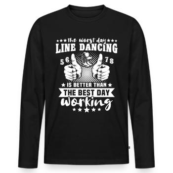 Line Dancing Line Dance - Männer Premium Bio Langarmshirt - Schwarz - Vorne - Nico (187cm)