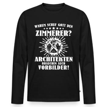 Zimmermann Zimmerer Zimmerleute - Männer Premium Bio Langarmshirt - Schwarz - Vorne - Nico (187cm)