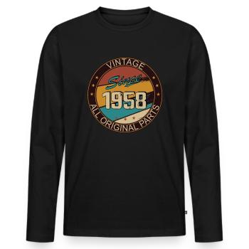 65th birthday man woman 1958 decoration - Men's Premium Organic Long Sleeve Shirt - black - Front - Nico (187cm)