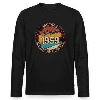 64th birthday man woman 1959 decoration - Men's Premium Organic Long Sleeve Shirt - black - Front - Nico (187cm)