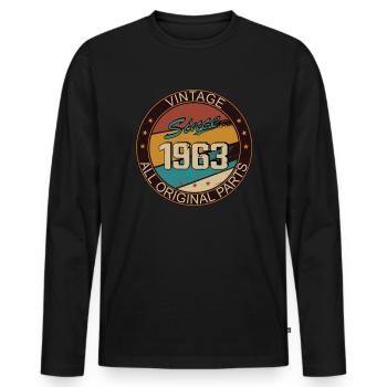 60th birthday man woman 1963 decoration - Men's Premium Organic Long Sleeve Shirt - black - Front - Nico (187cm)