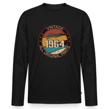 59th birthday man woman 1964 decoration - Men's Premium Organic Long Sleeve Shirt - black - Front - Nico (187cm)
