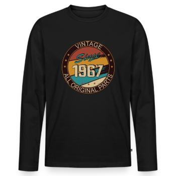 56th birthday man woman 1967 decoration - Men's Premium Organic Long Sleeve Shirt - black - Front - Nico (187cm)