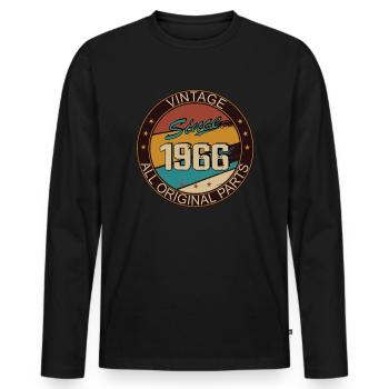 57th birthday man woman 1966 decoration - Men's Premium Organic Long Sleeve Shirt - black - Front - Nico (187cm)