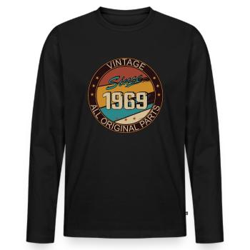 54th birthday man woman 1969 decoration - Men's Premium Organic Long Sleeve Shirt - black - Front - Nico (187cm)