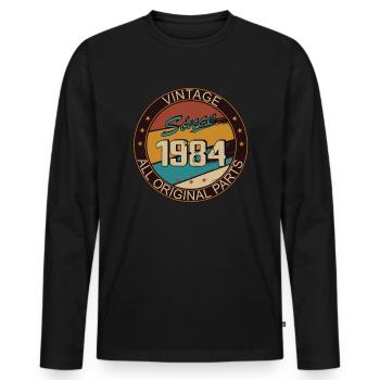 39th birthday man woman 1984 decoration - Men's Premium Organic Long Sleeve Shirt - black - Front - Nico (187cm)