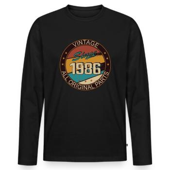 37e anniversaire homme femme 1986 décoration - T-shirt manches longues Premium bio Homme - noir - Devant - Nico (187cm)