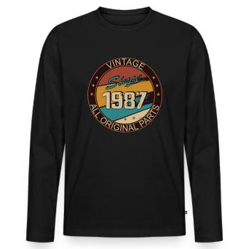 36th birthday man woman 1987 decoration - Men's Premium Organic Long Sleeve Shirt - black - Front - Nico (187cm)