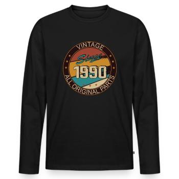 33rd birthday man woman 1990 decoration - Men's Premium Organic Long Sleeve Shirt - black - Front - Nico (187cm)