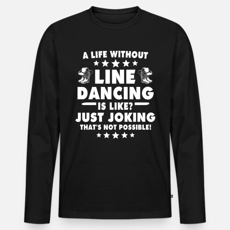 Line Dance Line Dancing - Männer Premium Bio Langarmshirt - Schwarz