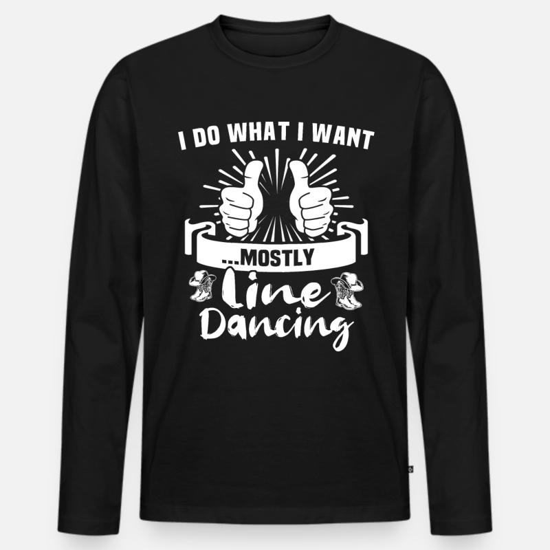 Line Dance Line Dancing - Männer Premium Bio Langarmshirt - Schwarz