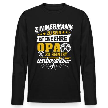Zimmermann Opa Zimmerer Grossvater - Männer Premium Bio Langarmshirt - Schwarz - Vorne - Nico (187cm)