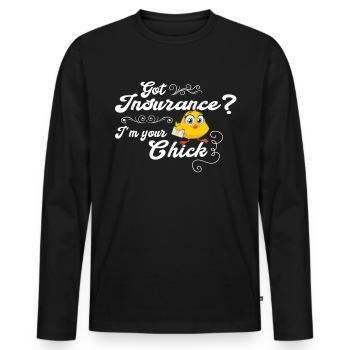 Drôle de représentant des ventes d’assurance - T-shirt manches longues Premium bio Homme - noir - Devant - Nico (187cm)