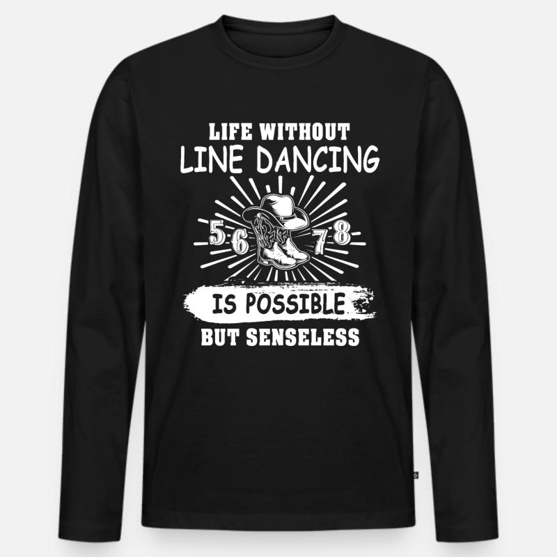 Line Dancing Geschenk - Männer Premium Bio Langarmshirt - Schwarz