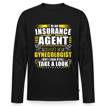 Drôle de représentant des ventes d’assurance - T-shirt manches longues Premium bio Homme - noir - Devant - Nico (187cm)