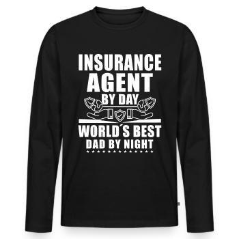 Drôle de représentant des ventes d’assurance - T-shirt manches longues Premium bio Homme - noir - Devant - Nico (187cm)