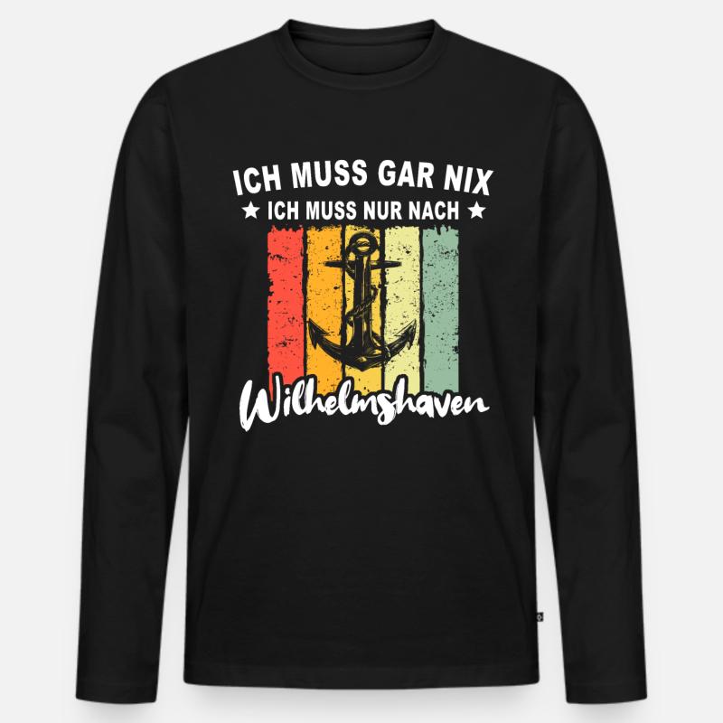 Wilhelmshavener Sprüche Wilhelmshaven - Männer Premium Bio Langarmshirt - Schwarz