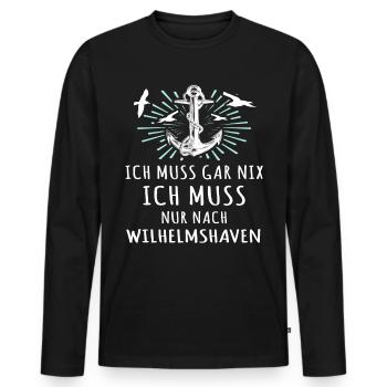 Wilhelmshavener Sprüche Wilhelmshaven - Männer Premium Bio Langarmshirt - Schwarz - Vorne - Nico (187cm)