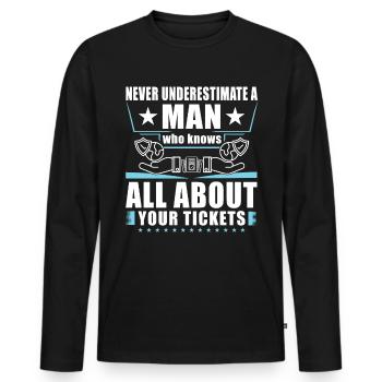 Du plaisir pour les agents d’assurance - T-shirt manches longues Premium bio Homme - noir - Devant - Nico (187cm)