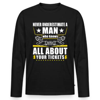 Du plaisir pour les agents d’assurance - T-shirt manches longues Premium bio Homme - noir - Devant - Nico (187cm)