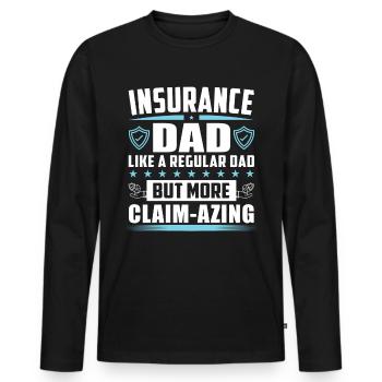 Drôle de représentant des ventes d’assurance - T-shirt manches longues Premium bio Homme - noir - Devant - Nico (187cm)