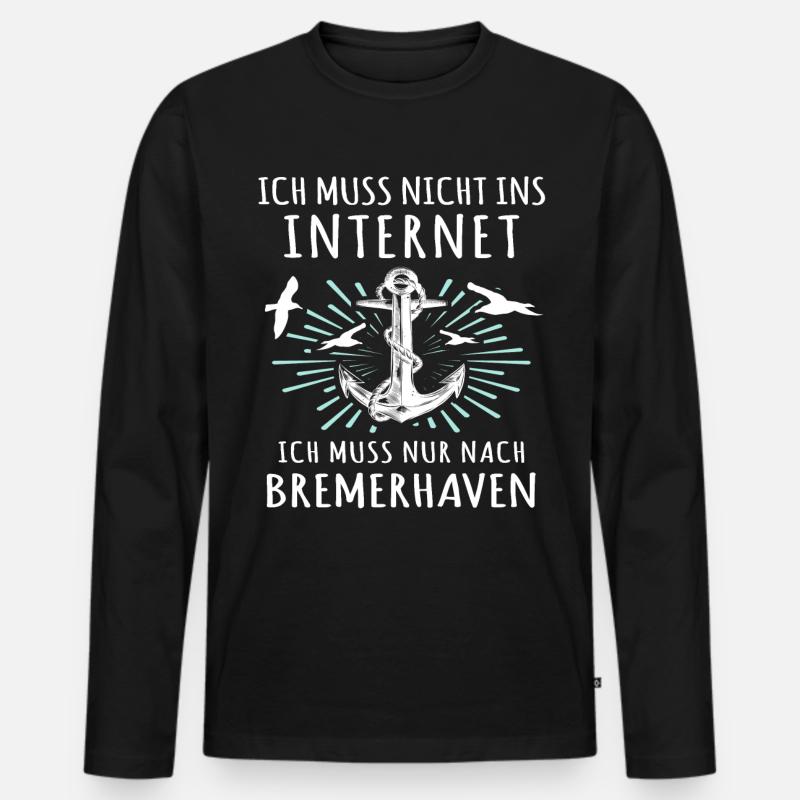 Bremerhaven Bremerhavener - Männer Premium Bio Langarmshirt - Schwarz